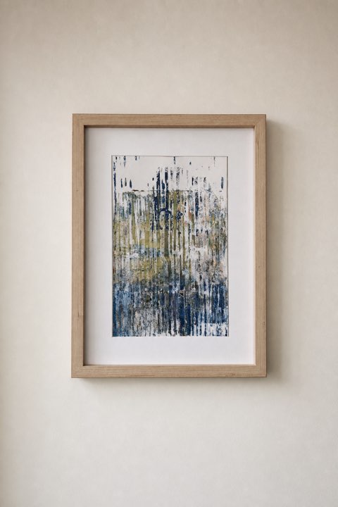 Regenval, Inkt en aquarel op papier, set van vier, Els Schram