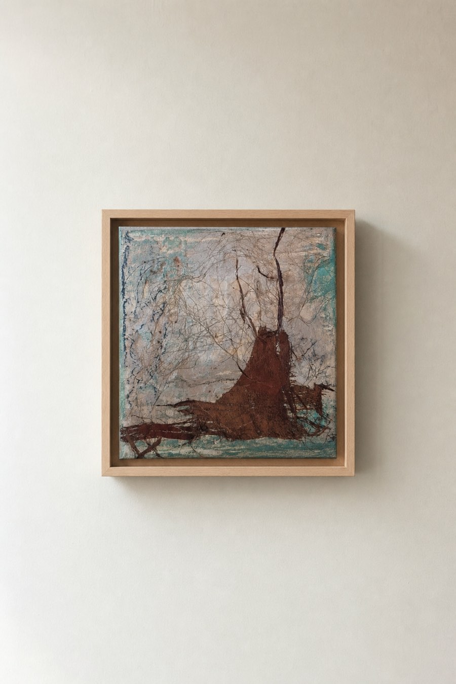 Bast II, Mixed media on linen, Els Schram