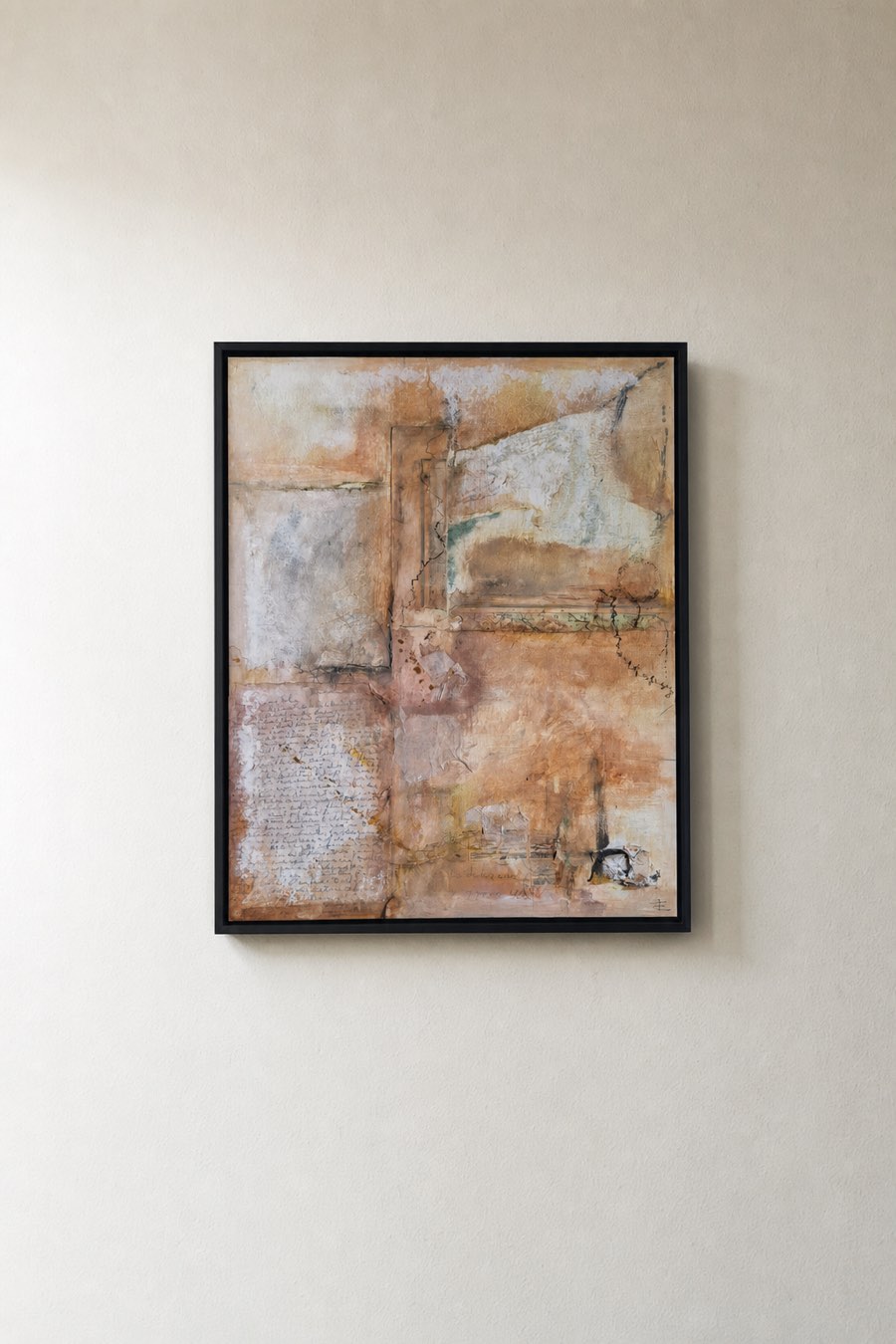 Geletterd I, Collage and acrylic on canvas, Els Schram