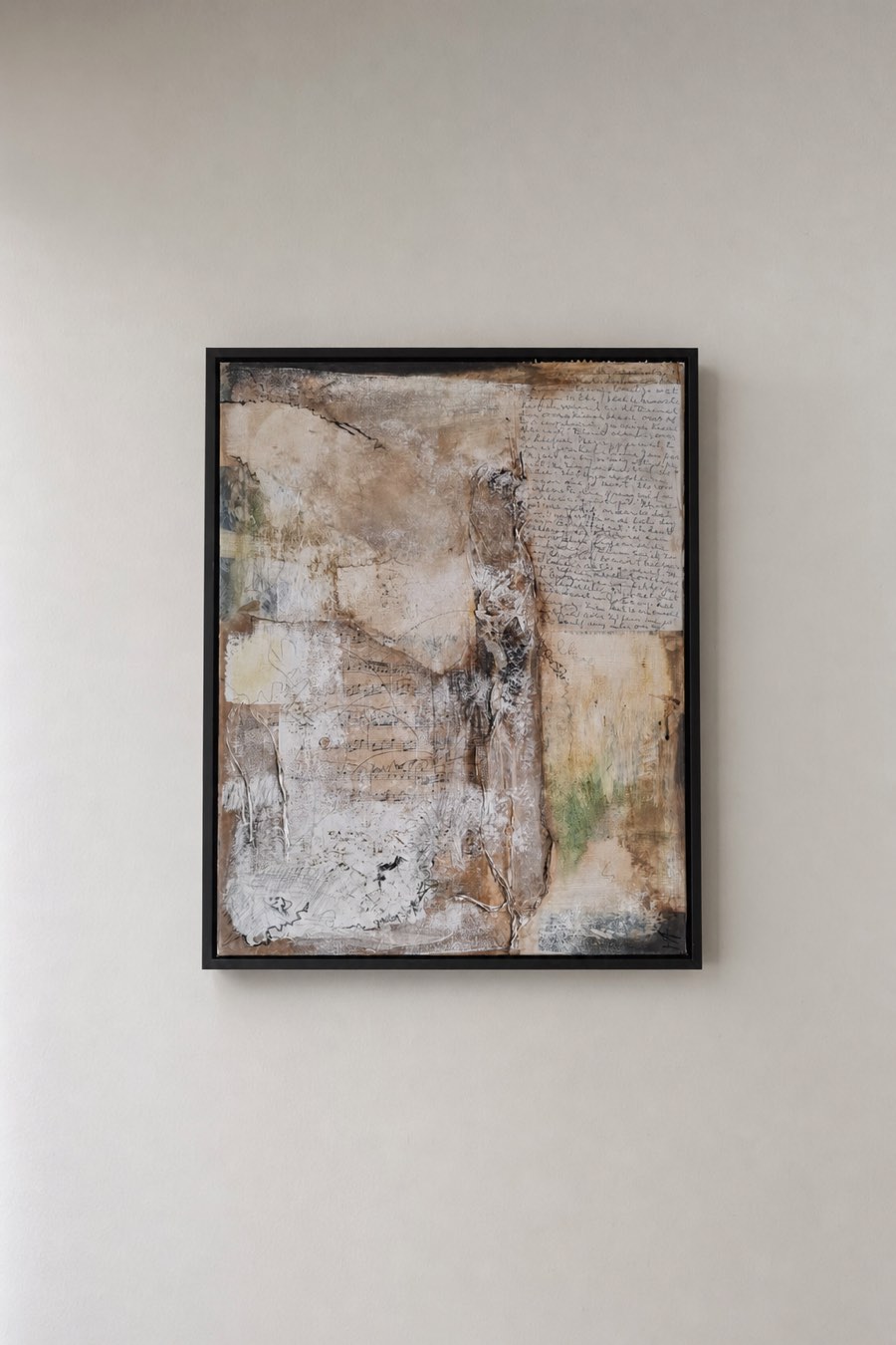 Geletterd II, Collage and acrylic on canvas, Els Schram